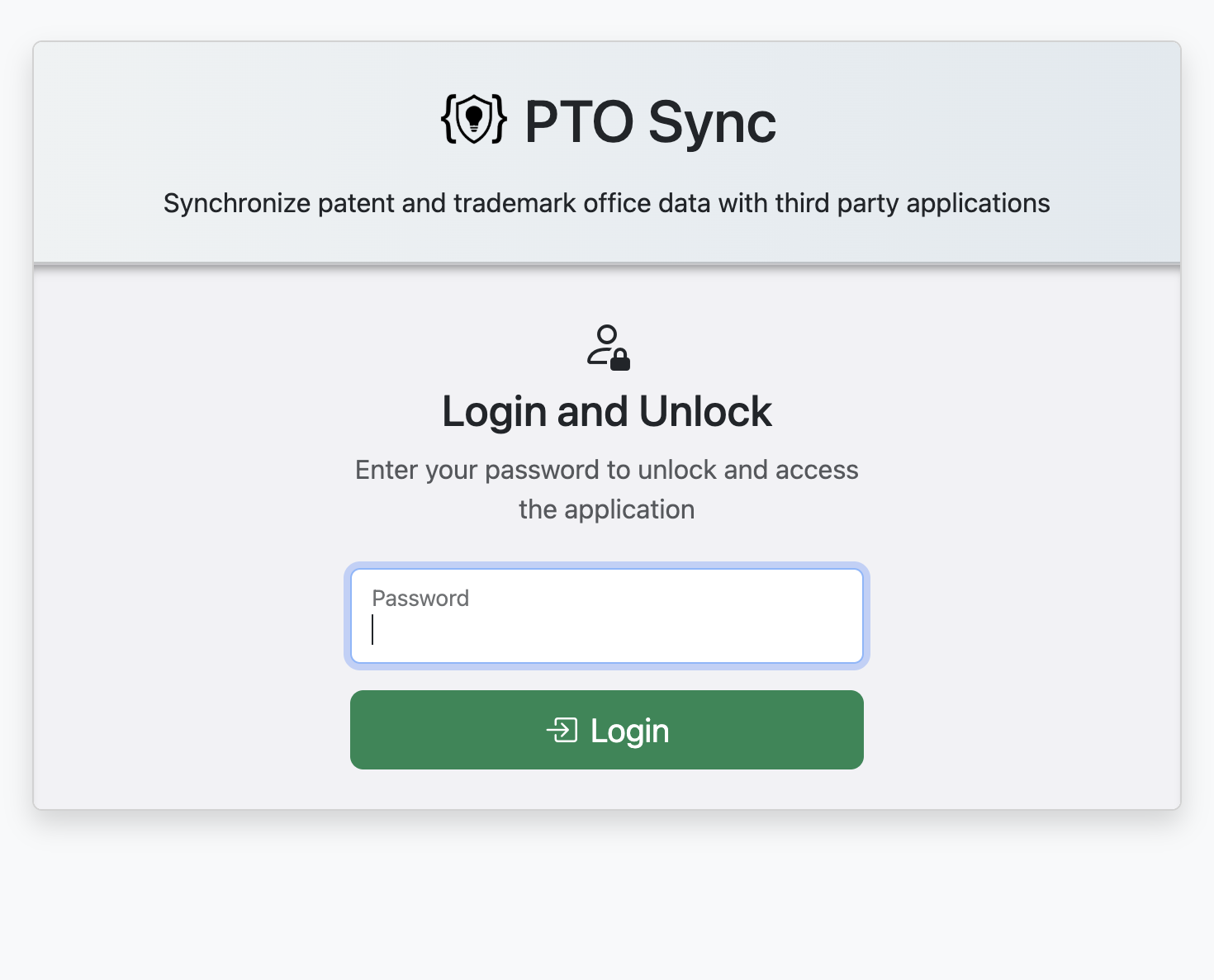 PTO Sync Login Interface